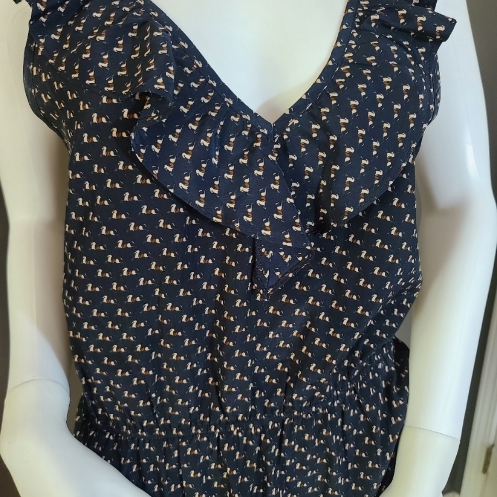 Anthropologie THML Equestrian Horse Pony Ruffle Pullover Animal Print Dress - L - Picture 2 of 8